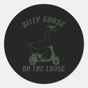 Goose Silly On The Loose Scooter Funny Animal Men Classic Round Sticker
