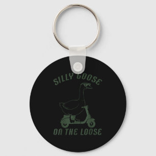 Goose Silly On The Loose Scooter Funny Animal Men  Keychain