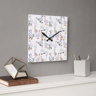 goose  square wall clock