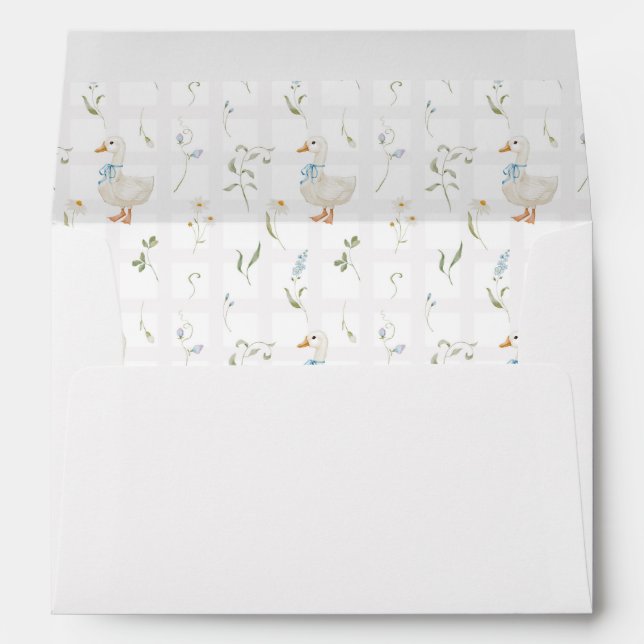 Goose Wildflower Blue Bow Baby Shower Envelope (Back (Bottom))