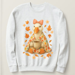 Goose with Coffee & Blanket , Fall Vibes Cozy Sweatshirt