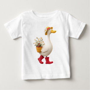 Goose with Flower Basket – Cute Duck Spring Kids Baby T-Shirt
