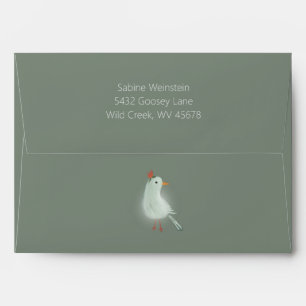 Goose with Watercolor Flowers  Envelope