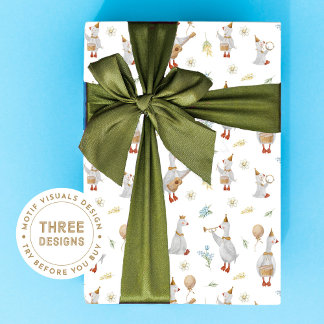 Goose Wrapping Paper, Goose Theme, Musical Goose Wrapping Paper Sheet