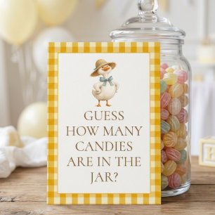 Goose Yellow Gingham How Many Shower Game Card