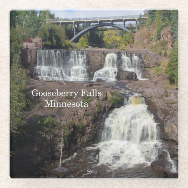 Gooseberry Falls glass coaster (Front)