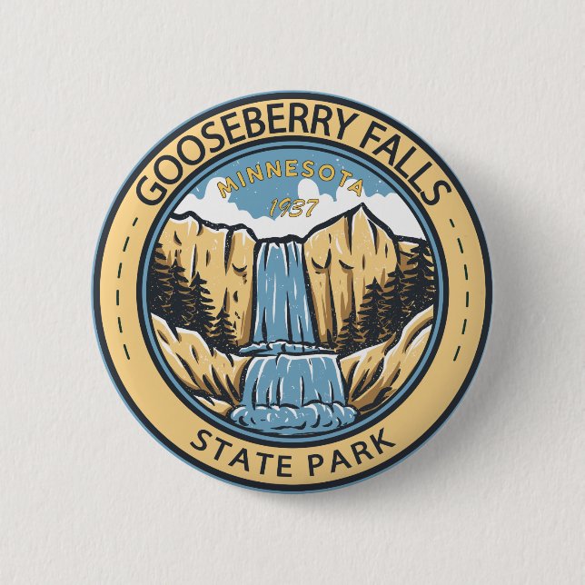 Gooseberry Falls State Park Minnesota Badge 2 Inch Round Button (Front)