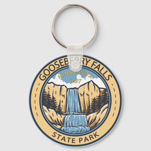 Gooseberry Falls State Park Minnesota Badge Keychain (Front)