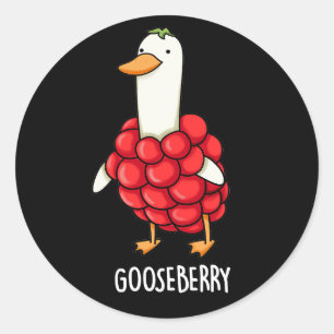 Gooseberry Funny Berry Pun Dark BG Classic Round Sticker