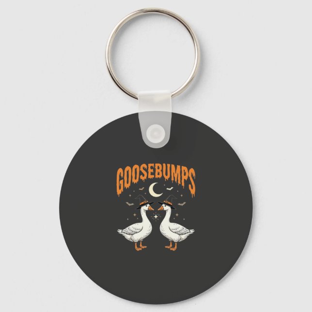 Goosebumps Halloween Witch Geese Vector Design Keychain (Front)