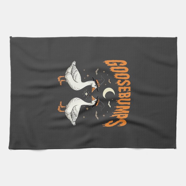 Goosebumps Halloween Witch Geese Vector Design Kitchen Towel (Horizontal)