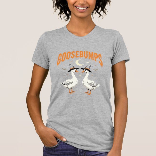 Goosebumps Halloween Witch Geese Vector Design T-Shirt (Front)