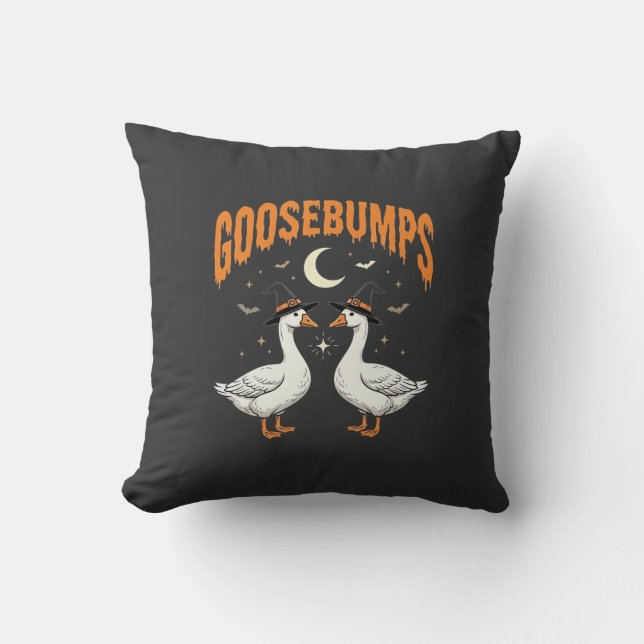 Goosebumps Halloween Witch Geese Vector Design Throw Pillow (Front)
