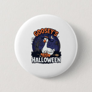 Gooseys Halloween Goose Witch Hat Pumpkin_1 2 Inch Round Button