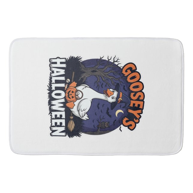 Gooseys Halloween Goose Witch Hat Pumpkin_1 Bath Mat (Front)