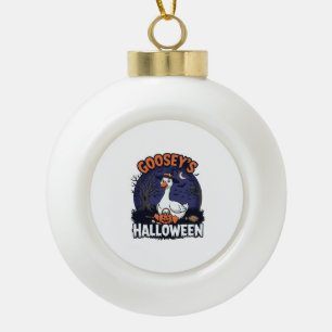 Gooseys Halloween Goose Witch Hat Pumpkin_1 Ceramic Ball Christmas Ornament