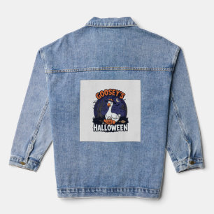 Gooseys Halloween Goose Witch Hat Pumpkin_1 Denim Jacket