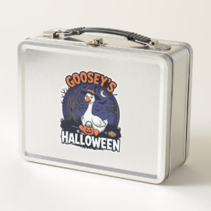 Gooseys Halloween Goose Witch Hat Pumpkin_1 Metal Lunch Box