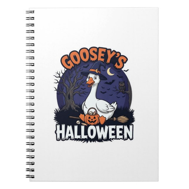 Gooseys Halloween Goose Witch Hat Pumpkin_1 Notebook (Front)