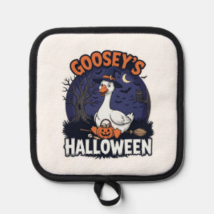 Gooseys Halloween Goose Witch Hat Pumpkin_1 Pot Holder