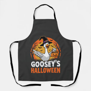 Gooseys Halloween Witch Goose Retro Cartoon Design Apron