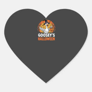 Gooseys Halloween Witch Goose Retro Cartoon Design Heart Sticker
