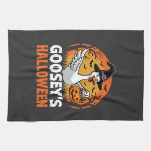 Gooseys Halloween Witch Goose Retro Cartoon Design Kitchen Towel