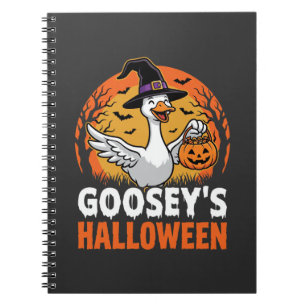 Gooseys Halloween Witch Goose Retro Cartoon Design Notebook