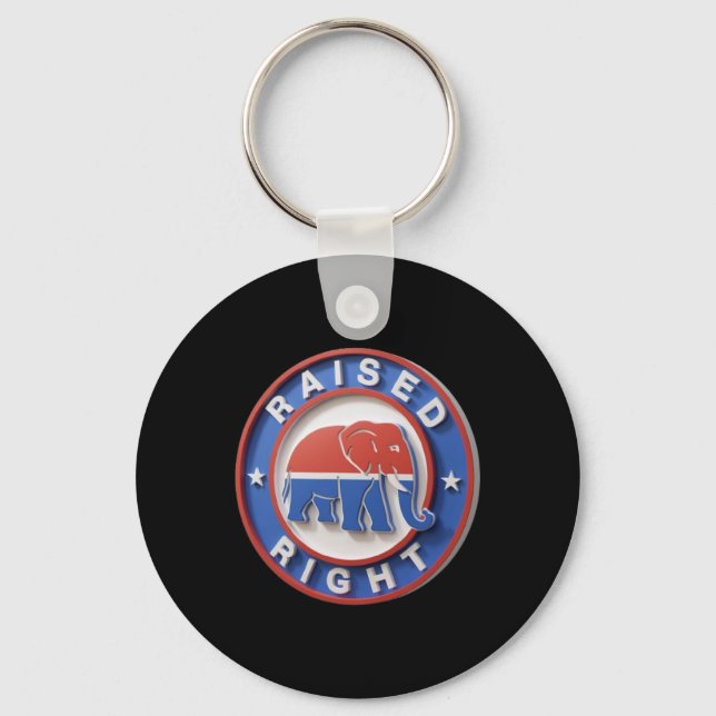 Gop Elephant Marches Proudly Raised Right Legacy  Keychain (Front)