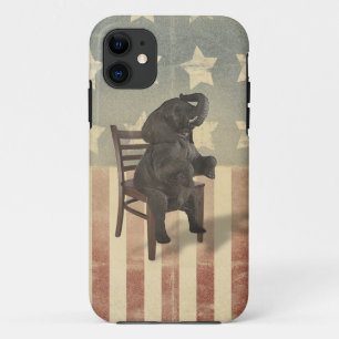 GOP Elephant Takes the Chair Funny Politics Humour iPhone 11 Case