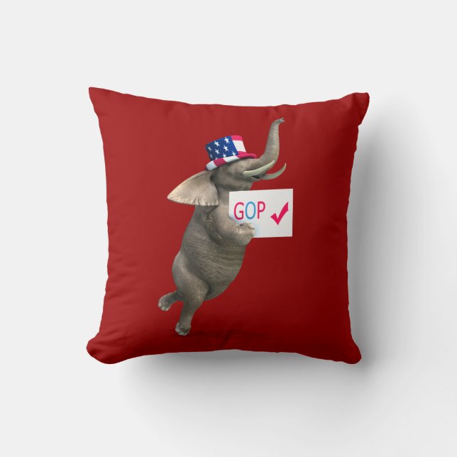 GOP Elephant Throw Pillow (Front)