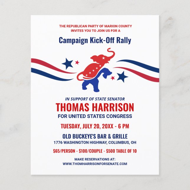 GOP Fundraising Campaign Kickoff Budget Flyer (Front)