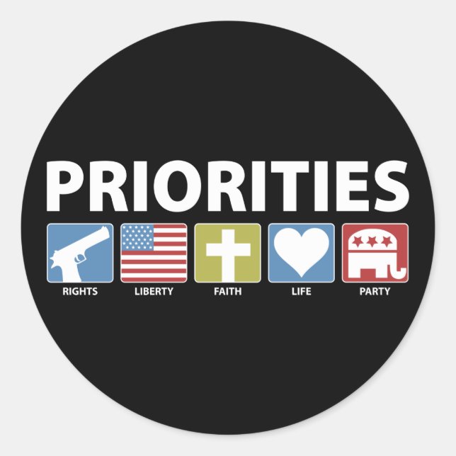 GOP Priorities Classic Round Sticker (Front)