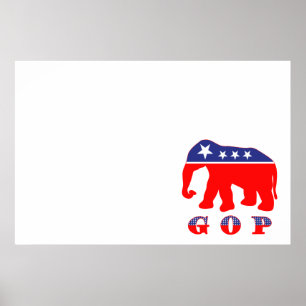 GOP - Red, White & Blue Elephant Poster