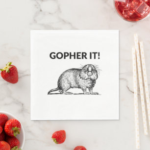 Gopher It Funny Gopher Pun Napkin
