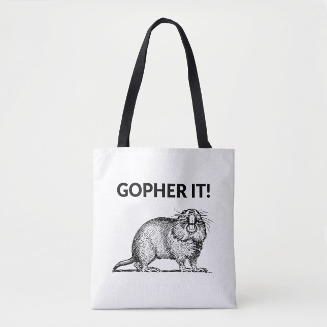 Gopher It Funny Gopher Pun Tote Bag (Front)