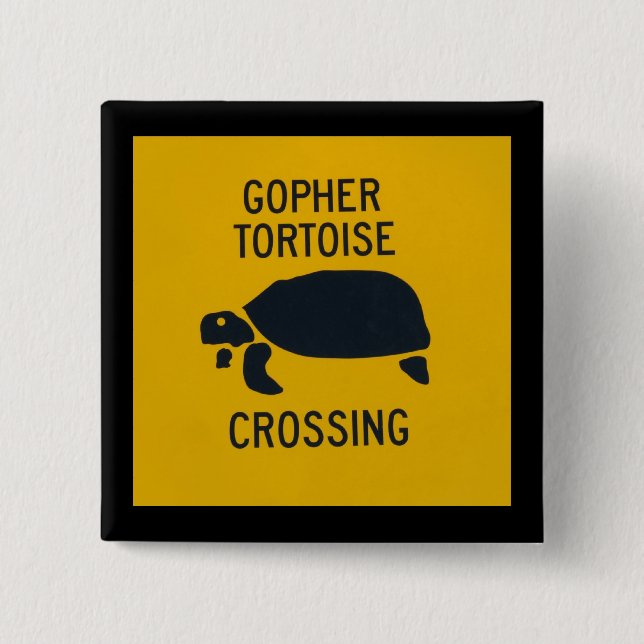 Gopher Tortoise Crossing 2 Inch Square Button (Front)