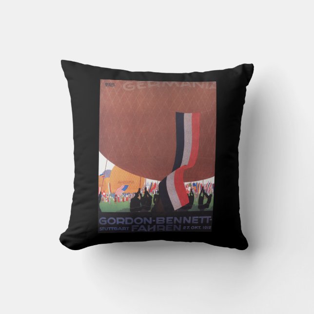 Gordon Bennett Hot-Air Balloon Race Throw Pillow (Front)