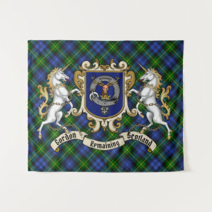 Gordon Clan Badge & Unicorns w/Tartan Tapestry