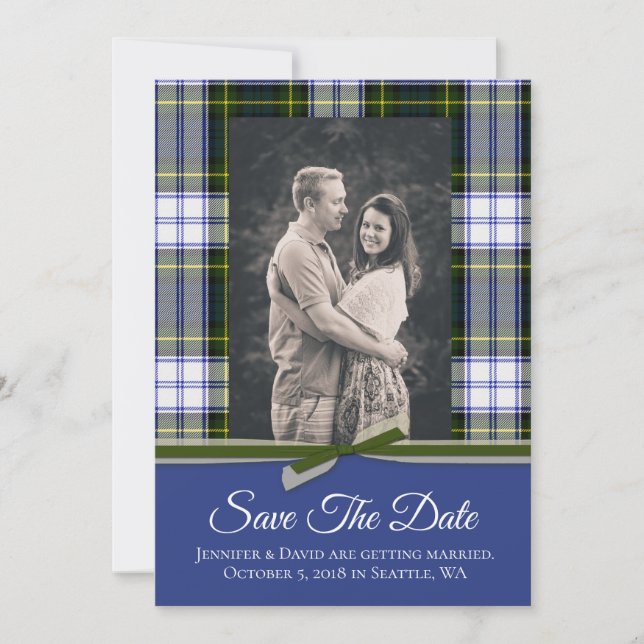 Gordon Dress Plaid Wedding Save the Date Card (Front)