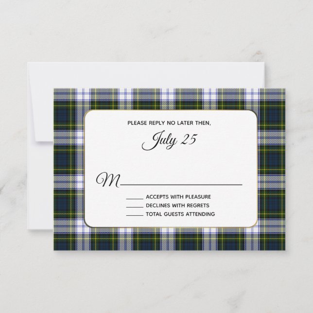 Gordon Dress Tartan Plaid Wedding RSVP Card (Front)