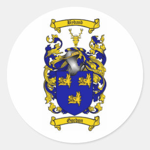 GORDON FAMILY CREST -  GORDON COAT OF ARMS CLASSIC ROUND STICKER