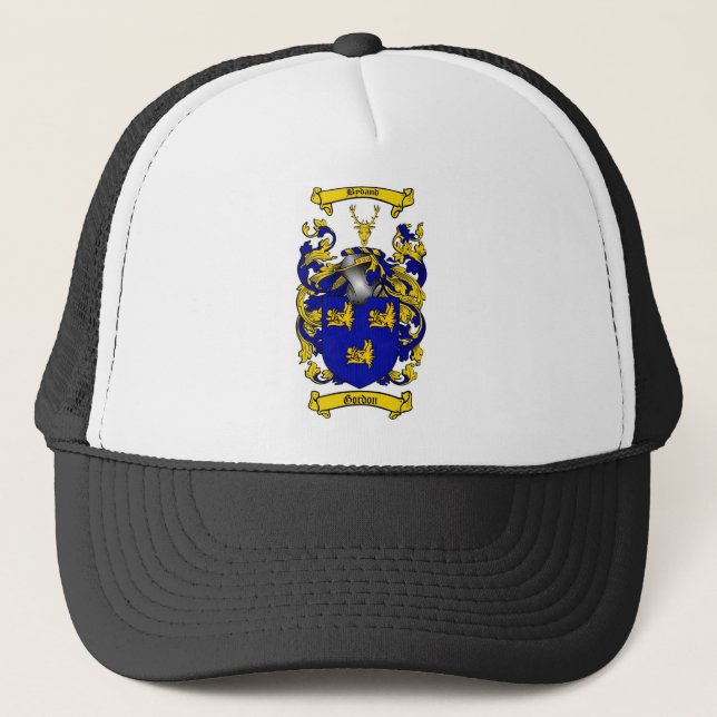 GORDON FAMILY CREST -  GORDON COAT OF ARMS TRUCKER HAT (Front)