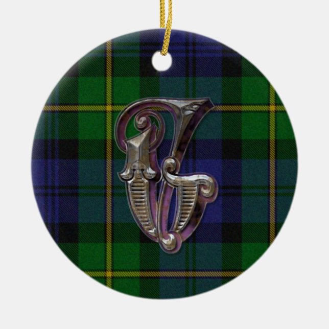 Gordon Plaid Monogram ornament (Front)