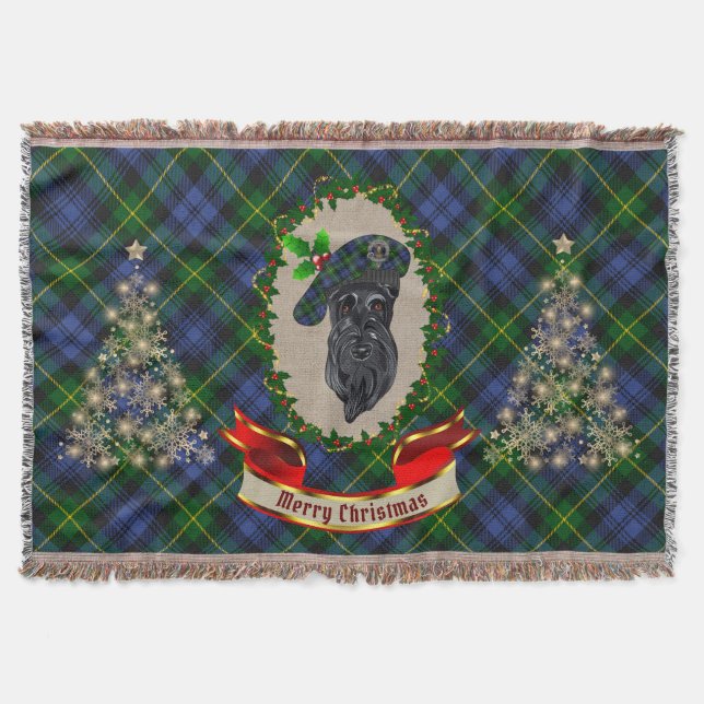 Gordon Scottie Dog Christmas Throw Blanket (Front)