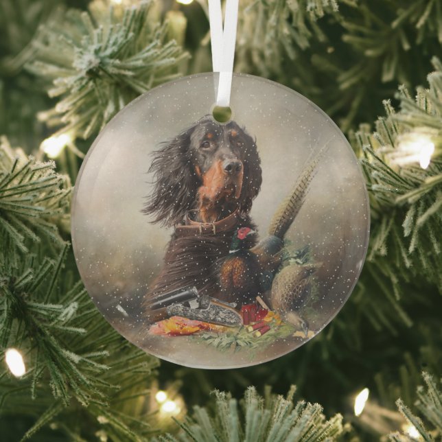 Gordon  Setter  art     Glass Ornament (Insitu)