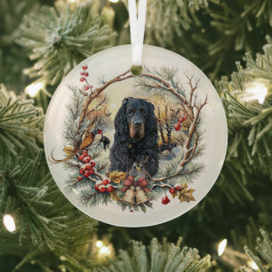 Gordon Setter Christmas Joy – Seasonal Dog Art Glass Ornament