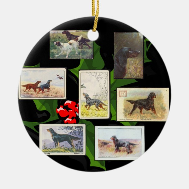 Gordon Setter Cigarette Card Christmas Ornament (Front)