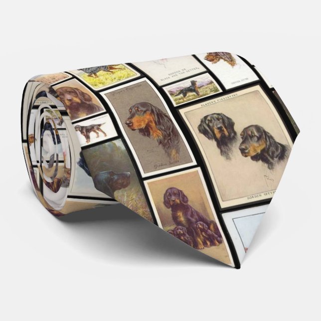 Gordon Setter Cigarette Card Men's Tie (Rolled)