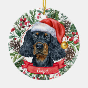 Gordon Setter Custom Dog Santa Christmas Ornament